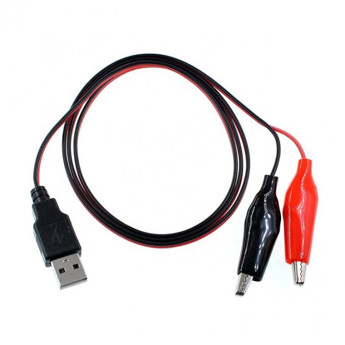 Crocodile Clamps Alligator Clip to USB A Male Test Wire Adapter Cable for Testing Circuit 0