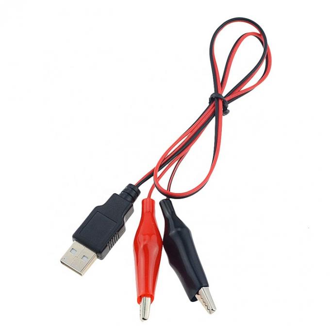 Crocodile Clamps Alligator Clip to USB A Male Test Wire Adapter Cable for Testing Circuit 5