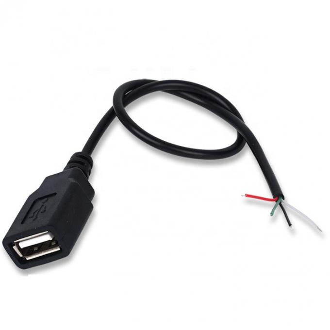 Male Female USB 2.0 Type A Plug to Free End Tinned Open Pigtail Wire Charger Cable for LED Strip 3