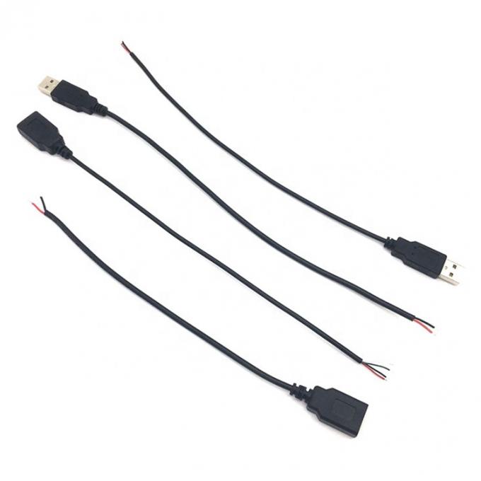 Male Female USB 2.0 Type A Plug to Free End Tinned Open Pigtail Wire Charger Cable for LED Strip 2