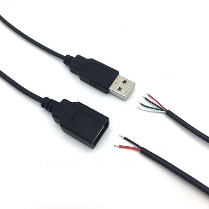 Male Female USB 2.0 Type A Plug to Free End Tinned Open Pigtail Wire Charger Cable for LED Strip 5