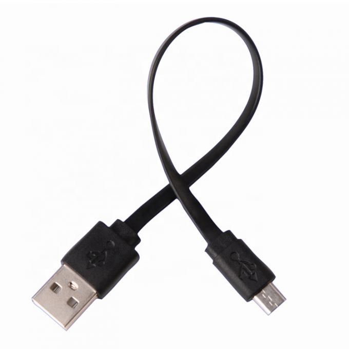 Short Black White Flat Micro USB Cable for Power Bank Speaker 1