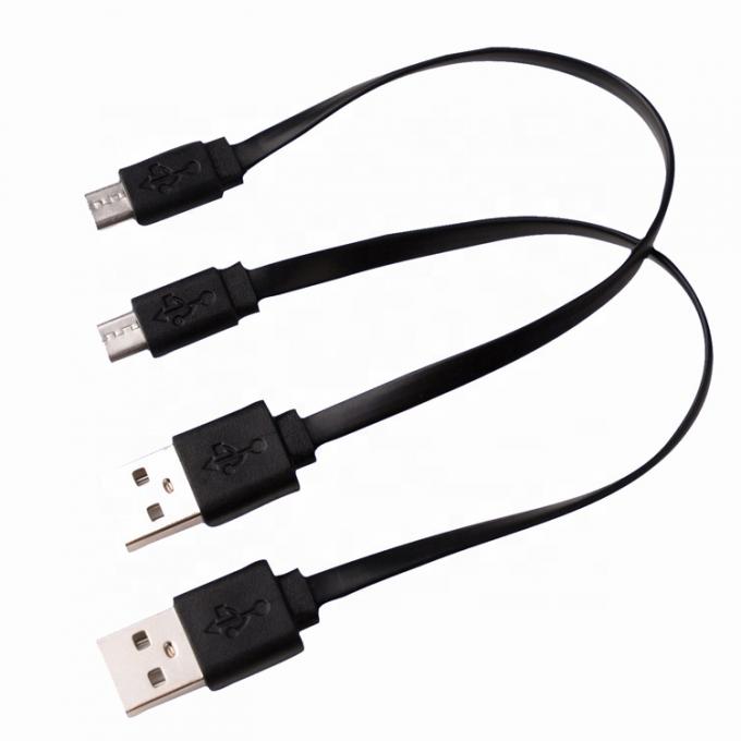 Short Black White Flat Micro USB Cable for Power Bank Speaker 2