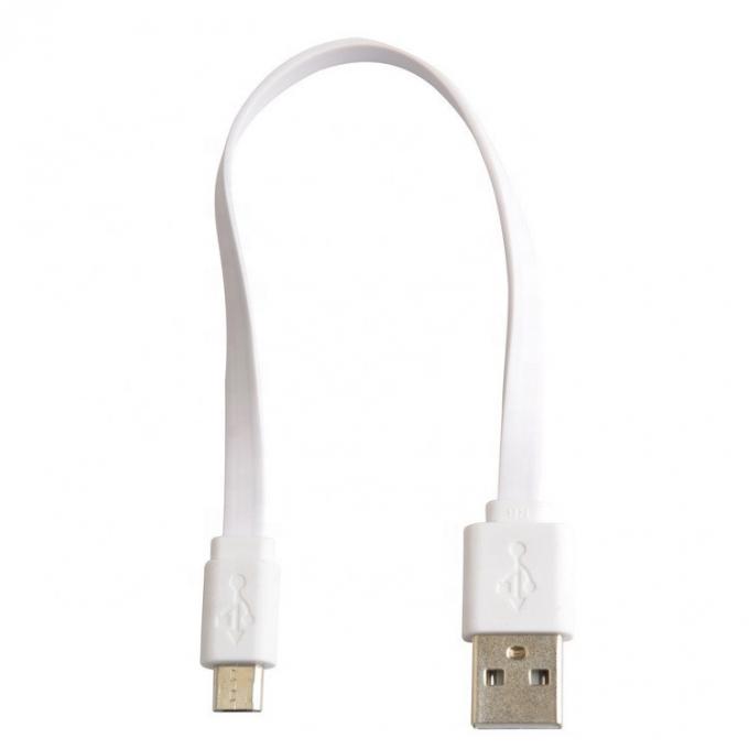 Short Black White Flat Micro USB Cable for Power Bank Speaker 4