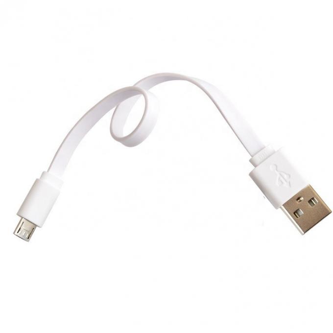Short Black White Flat Micro USB Cable for Power Bank Speaker 3