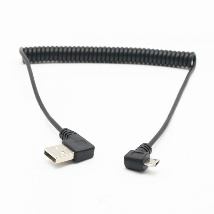 CUSTOM 1M 90 Degree Right Angle USB A Male to Micro b Male Spring Coiled USB Cable 4