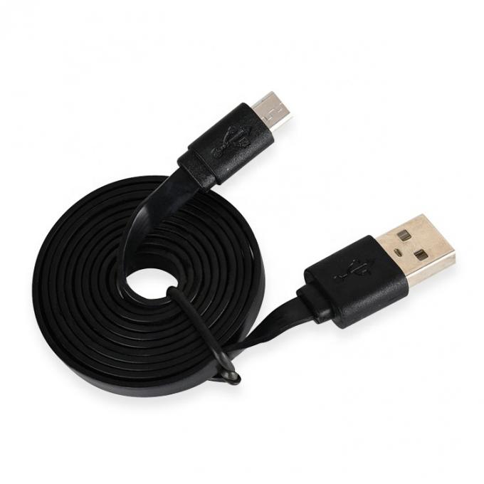 Black White Flat Noodle Micro USB Cable for Power Bank Speaker Phone 1