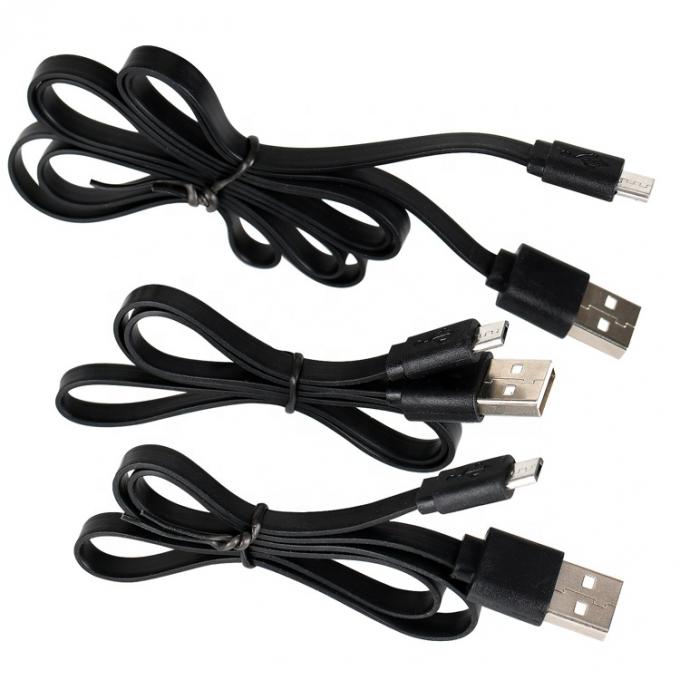 Black White Flat Noodle Micro USB Cable for Power Bank Speaker Phone 4