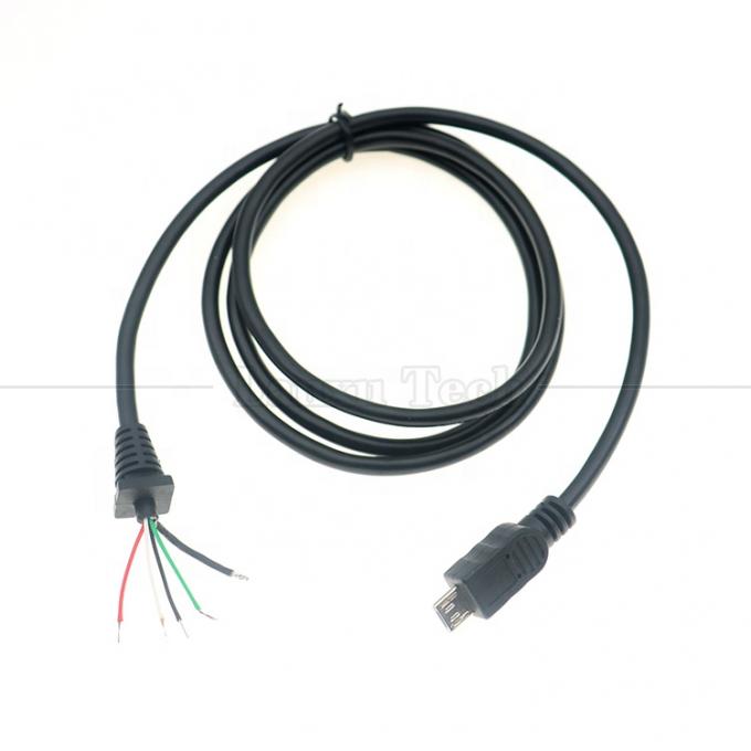 Custom Data Charging Shiled Micro Usb to Open Tinned Wire End Pigtail Power Charger Cable 4