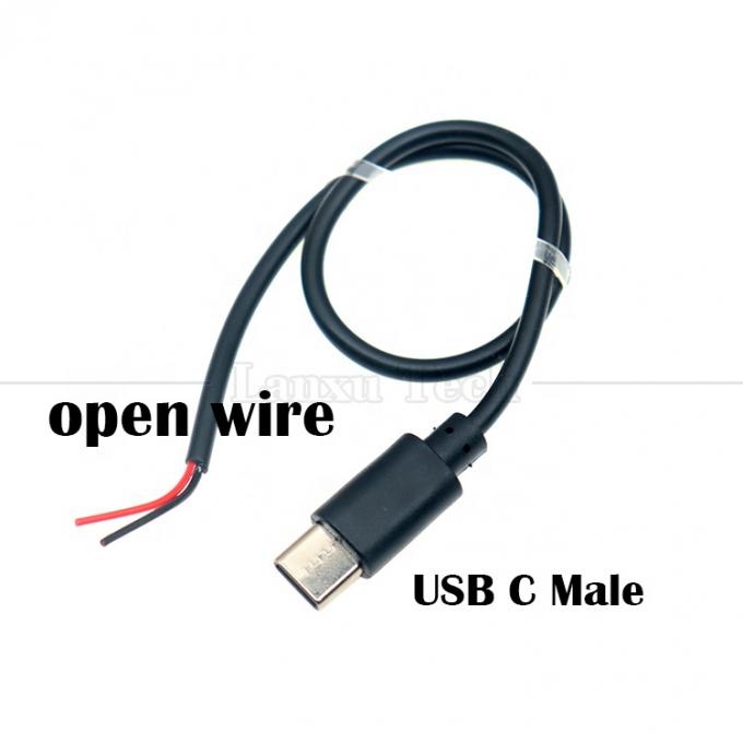 Custom Data Charging 2 4 Cores USB Type C Male Female to Stripped Open Wire End Pigtail Cable 1