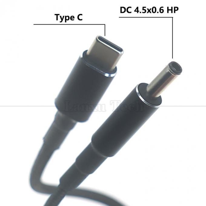 Nylon Braided 100W 20V 5A PD Type C to DC 4.5x3.0 7.4x0.6 Adapter Charging Cable for HP Dell Lenovo Asus Acer Samsung Laptop 1