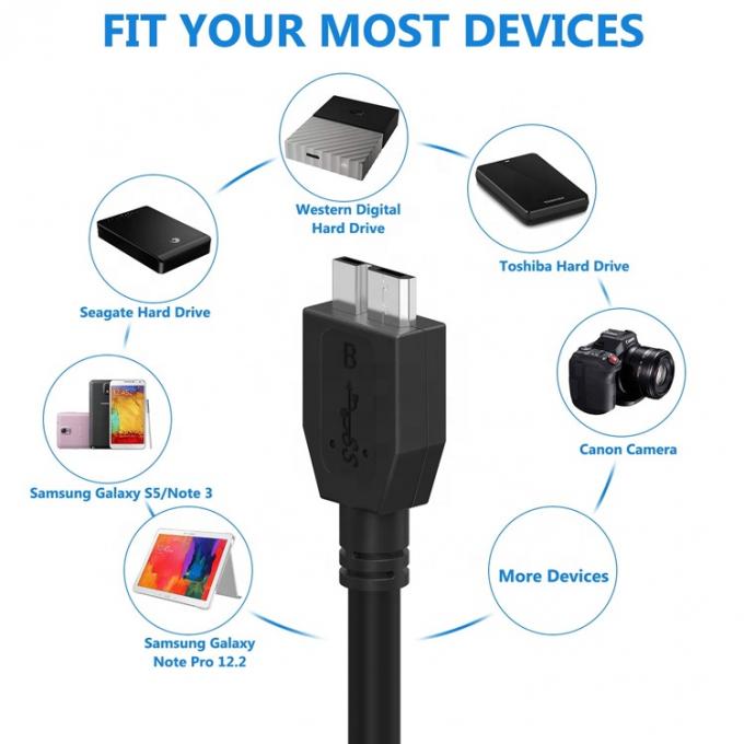 High Speed 5gbps Data Charging Micro USB 3.0 Cable A to Micro B for Samsung Sdd Hdd Hard Disk 5