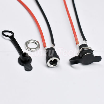 Buy Waterproof Screw Panel Mount DC Power Socket 5.5x2.1mm Jack Wires Cable online manufacture