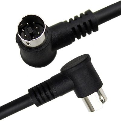 Buy Custom 1M 2M 3M Shield 90 Degree Right Angle S Video Male to Male 7 Pin Mini Din Extension Cable online manufacture