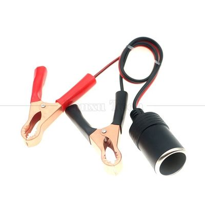 Buy 12V Battery Alligator Clips Clamp to Car Cigarette Lighter Female Socket Adapter Power Cable online manufacture