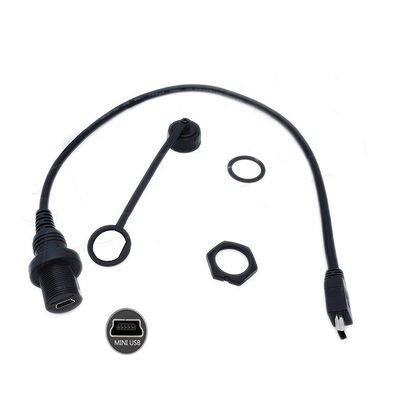 Buy Mini USB Male to Micro USB Female Waterproof Extension Cable With Flush Mount Panel For Car Truck Boat Motorcycle Computer online manufacture