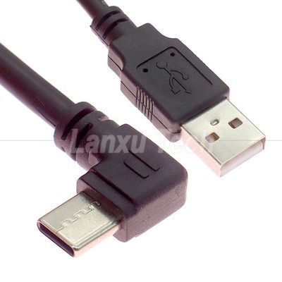 Buy 90 Degree Right Angle Fast Charging 2A USB 2.0 to Type C Data Charger Extension Cable online manufacture