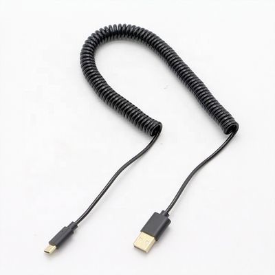 Buy Custom 3M Gold Connectors Fast Charging Spring Coiled USB Type C Data Charger Cable online manufacture