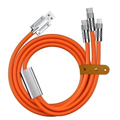 Buy Super Fast Charging 120w 6A Liquid Silicone 3 in 1 Multi Connectors Micro Type C USB Data Charger Cable for Mobile Phone online manufacture