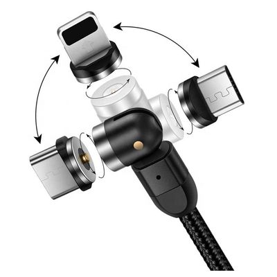 Buy Fast Charger Phone Accessories 540 Degree Rotation 3 in 1 Micro Type C Magnetic USB Data Charging Cable online manufacture