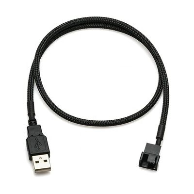 Buy Braided USB to 3 Pin 4 Pin Molex Female PWM 5V Fan Power Supply Adapter Connector Cable for Computer Cooler online manufacture