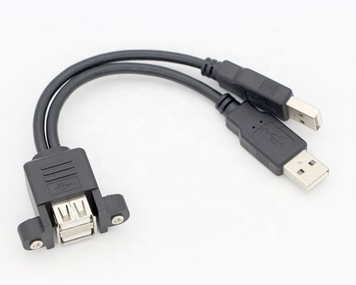 Buy Dual USB 2.0 Type A Panel Mount Male to Female Extension Cable online manufacture