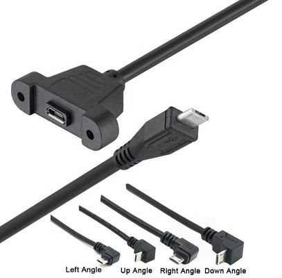 Buy CUSTOM 0.3M 1M 90 Degree Up Down Left Right Angle Screw Micro Panel Mount USB Extension Cable online manufacture