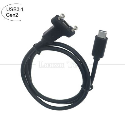 Buy USB3.1 Gen2 10Gbps Screw Locking USB Type C Male to Female Panel Mount Extension Cable online manufacture