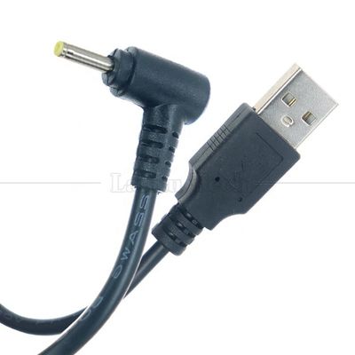 Buy 90 Degree Right Angle Black White 24AWG 2A Charging Current 1m USB to 2.5x0.7mm DC Charger Cable online manufacture