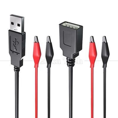 Buy Male Female USB Connector to Dual Copper Crocodile Clamps Alligator Clips Test Leads Wire Adapter Cable for Electrical Circuit online manufacture