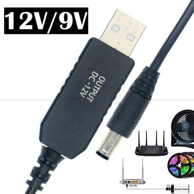 Buy Multi Function 5V USB to 12V 9V DC 5.5x2.1mm Boost Set Up Power Converter USB Cable for Wifi Router Speaker Lamp online manufacture