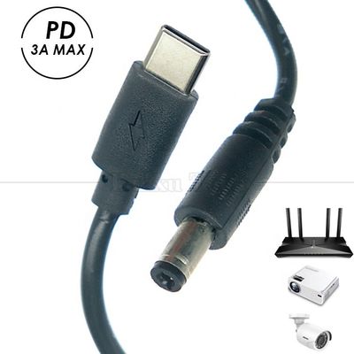 Buy PD Charging 3A 9V 12V 15V 20V USB Type C to DC 5.5x2.1mm Jack Adapter Converter Cable for Wifi Router Modem Projector Camera online manufacture