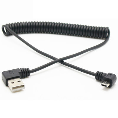 Buy CUSTOM 1M 90 Degree Right Angle USB A Male to Micro b Male Spring Coiled USB Cable online manufacture