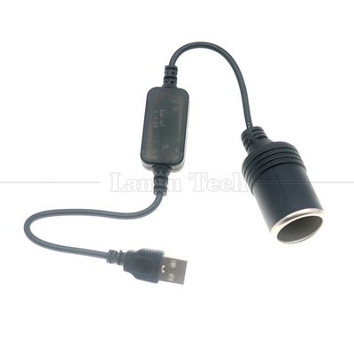 Set Up Charger USB A Male 5V to 12V Car Cigarette Lighter Socket Female Converter Cable
