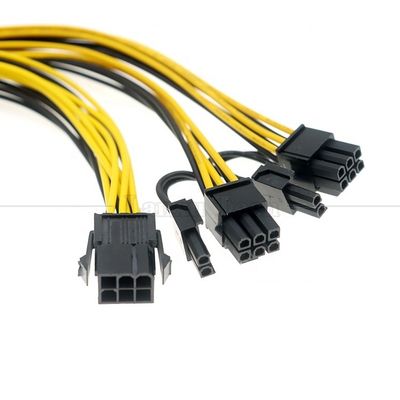 GPU 6 PIN to Dual 8 PIN 18AWG PCI Express Motherboard Power Supply Adapter PCIe Extension Cable