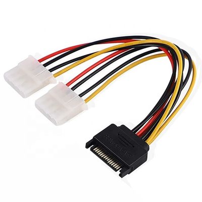Sata 15 Pin Male to Dual Molex 4 Pin Lp4 IDE Female Hard Drive Power Y Adapter Converter Cable  for HDD SSD