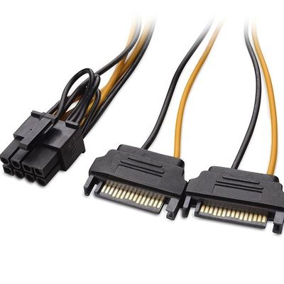 Splitter 8 Pin PCIe Express Male to Dual 15 pin Sata Power Adapter ATX Cable