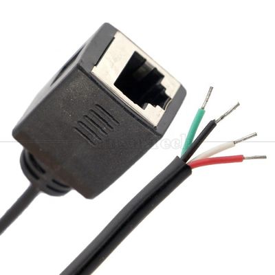 Female RJ45 Socket to Open Tinned Soldering 4 Wires Bare End  Pigtail Cable