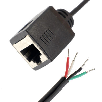 Custom Assembly Female RJ45 Socket To Open Tinned Soldering 4 Wires Bare End  Pigtail Cable