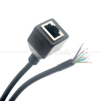Female RJ45 Jack Socket to Open Tinned Soldering 8 Wires Bare End  Pigtail Ethernet Network Patch Lan Cable