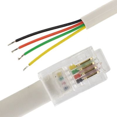 OEM 1m  White Black RJ9 RJ11 Male 4p4c to Stripped Wire Open Cable