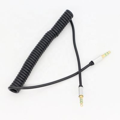 CUSTOM 1M  2M 3M Coil Spiral Spring Male to Male 3.5mm Jack Stereo Aux Audio Cable