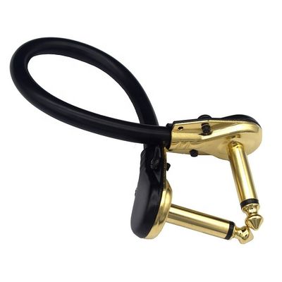 1/4 Inch Golden Right Angle Mono TS Jack Instrument Cord Guitar Patch Cable