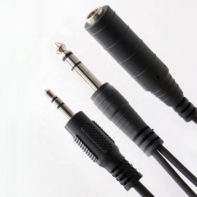 1M 2M 3M  Y Splitter Male to Female 6.35mm 3.5mm TRS Microphone Stereo Jack Audio Cable