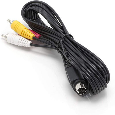 9 Pin Mini Din to 3 RCA S Video Audio Cable for TV Displays Audio Video Receiver