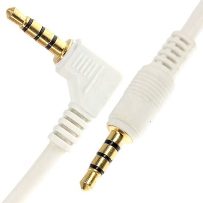 Custom White Gold Connector Male To Male Right Angle 3.5mm Jack TRRS Plug Stereo Audio Cable