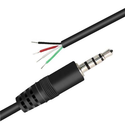 Custom 4 Poles TRRS 3.5mm Stereo Audio Jack to Stripped Pigtail Tinned Bare Wire End Cable