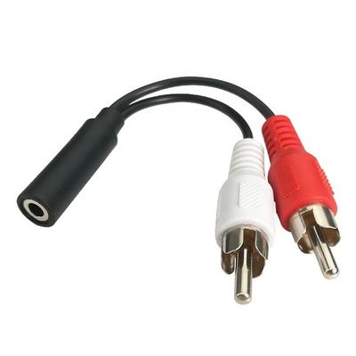 Splitter Female 3.5mm Aux Audio Jack to 2 RCA Male AV Cable for Speaker