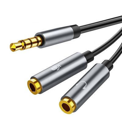 1 Male to 2 Female Headset Y Splitter 3.5mm Jack Audio Splitter Cable