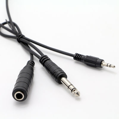Y Splitter Male to Female 6.35mm 3.5mm TRS Microphone Stereo Jack Audio Cable